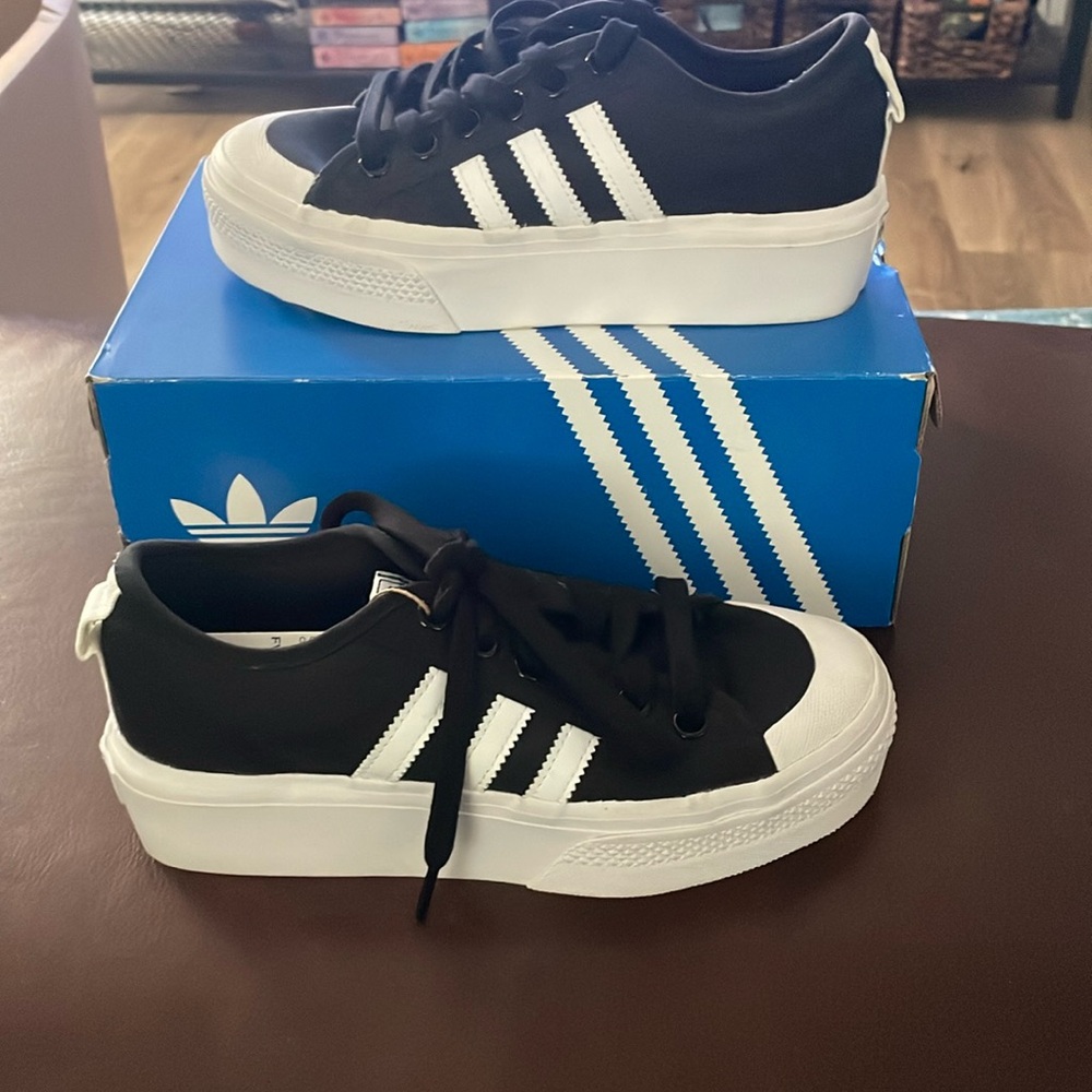 adidas Black and White Platform Sneaker